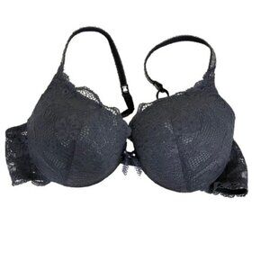 Y2K Victoria’s Secret Angels Lace Push-up Bra Gray 36B Coquette